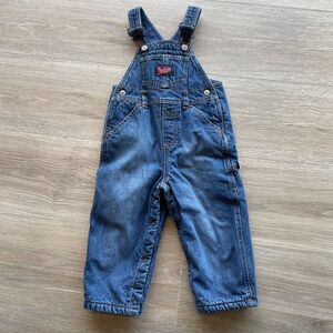 Old Navy Baby Unisex Fleece Lined Denim Overalls 12-18 Months Retro Utility Snow